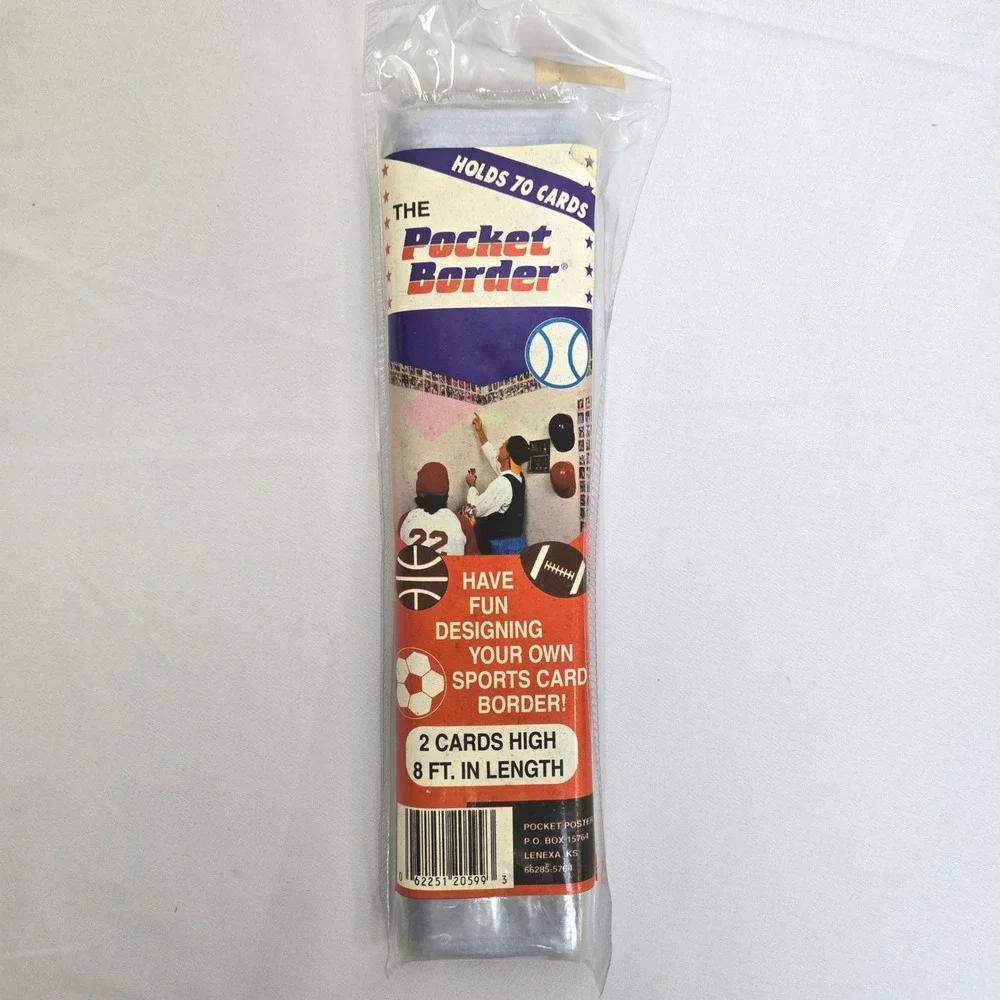 Pocket Poster Pocket Border, 2 Cards High, 8 Ft Long,‎ Holds 70 Cards, Vtg New